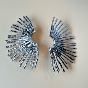 Silver Fan-Shaped Earrings